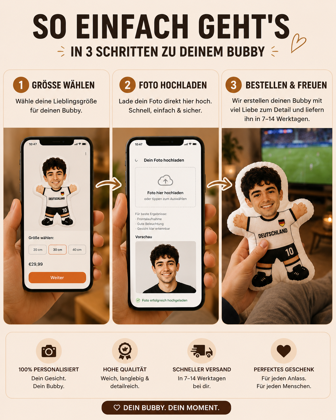 Personalisierter Bubby — Dein Gesicht auf deinem Lieblingstrikot